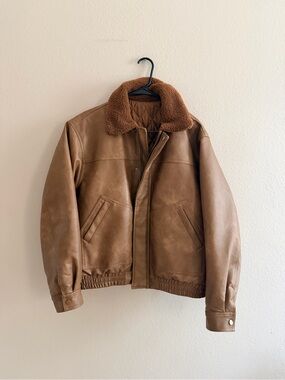 Dazy Men’s Vegan Leather Bomber Jacket
